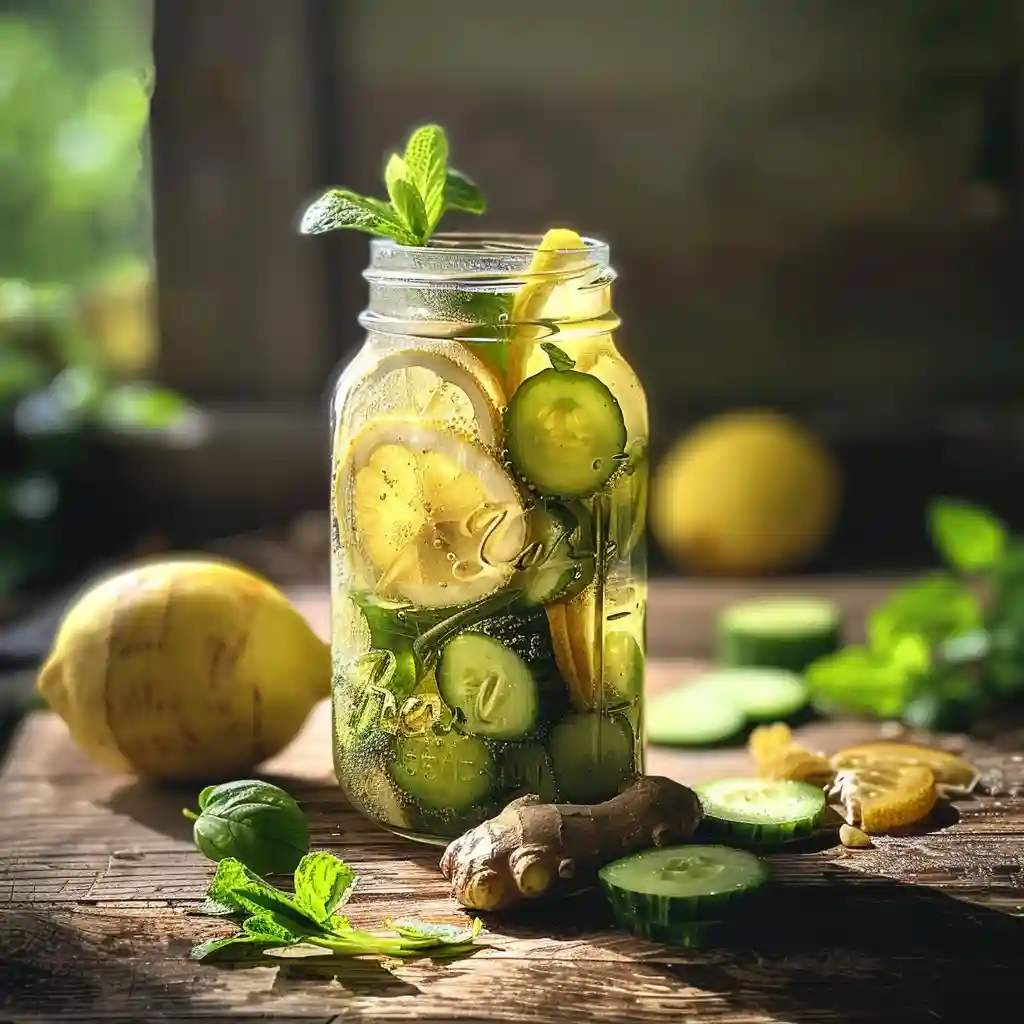 Natural Zepbound Recipe for Weight Loss  infused water with lemon and mint served in a glass