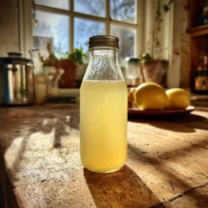 Cozy living room scene with homemade Gatorade and ingredients