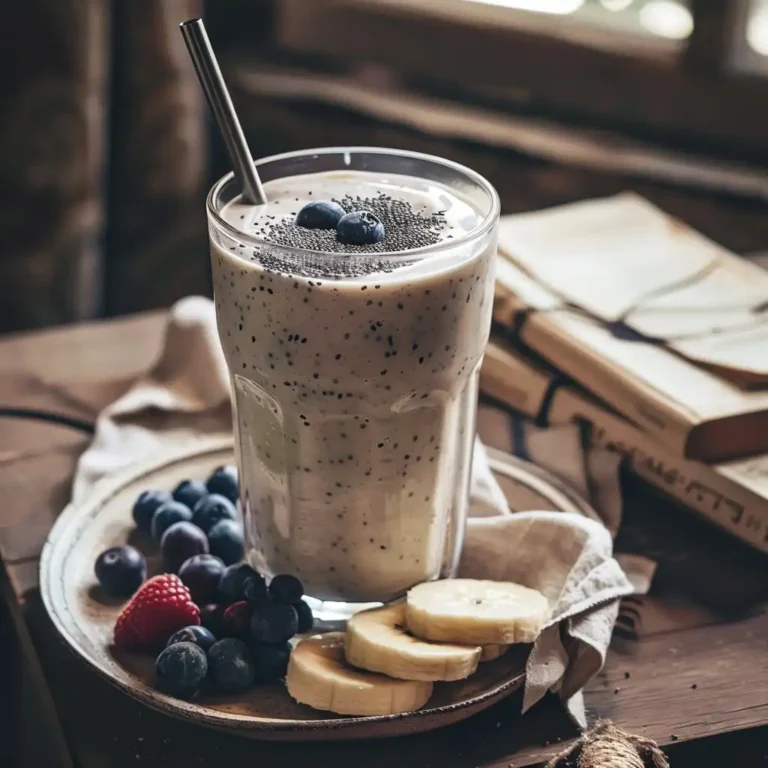 Kefir smoothie for weight loss being blended in a clear blender jug on a kitchen counter