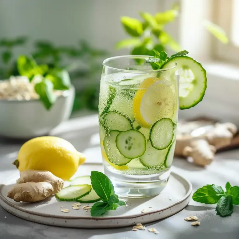 Serving cucumber weight loss drink with a light healthy meal