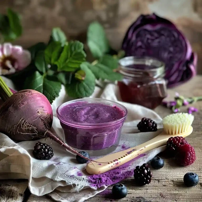 Serving the purple peel in a small glass ramekin with a clean face brush and warm tea nearby