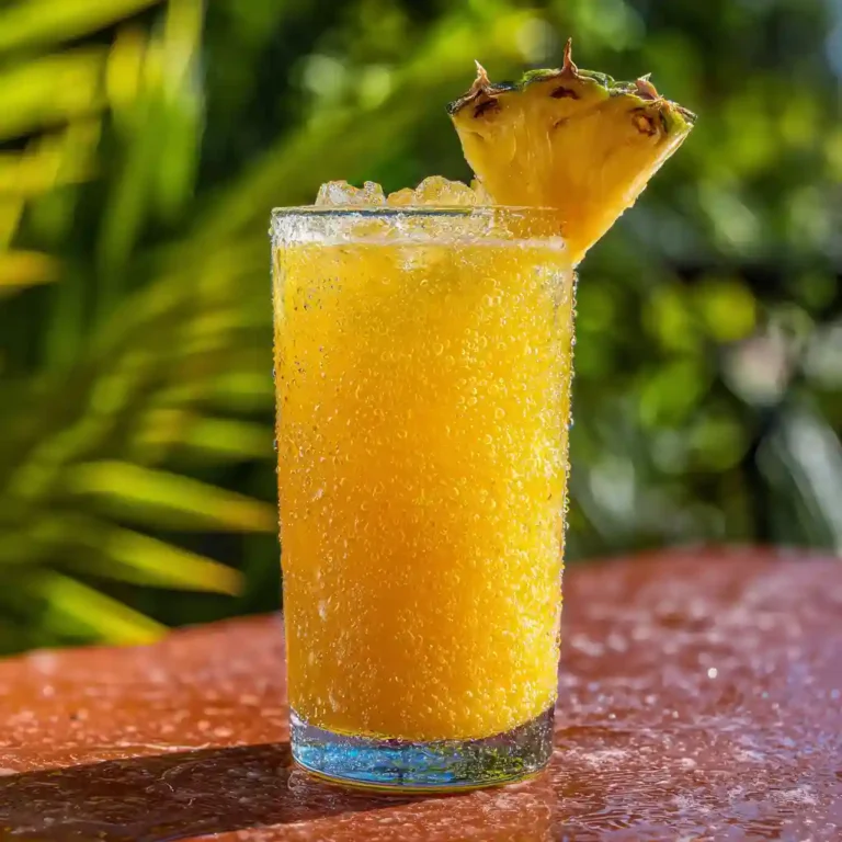 Close-up of a chilled Jamaican Cowboy cocktail with garnish
