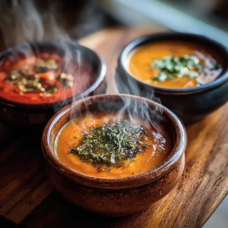Creamy butternut squash soup in a bowl with steam rising on a rustic table