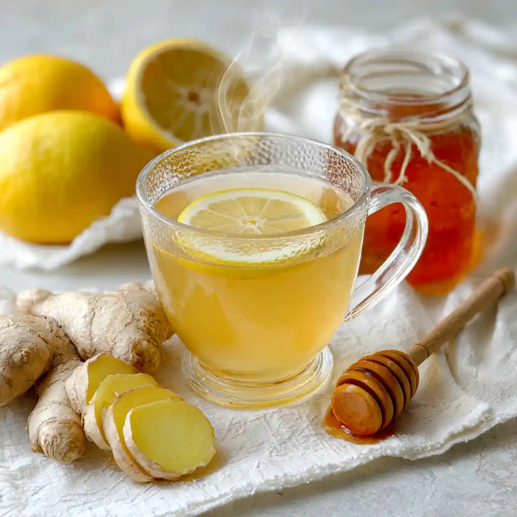 ginger trick recipe  served in glass cup with fresh slices