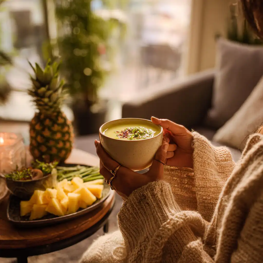 Glass of TikTok pineapple cucumber drink with fresh mint and ice