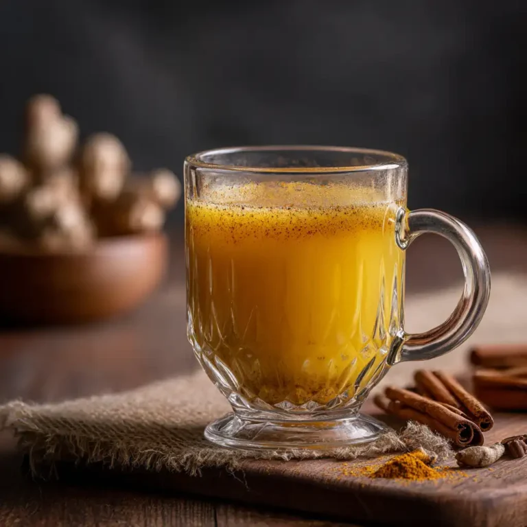 Sleep drink with ginger and honey on kitchen counter