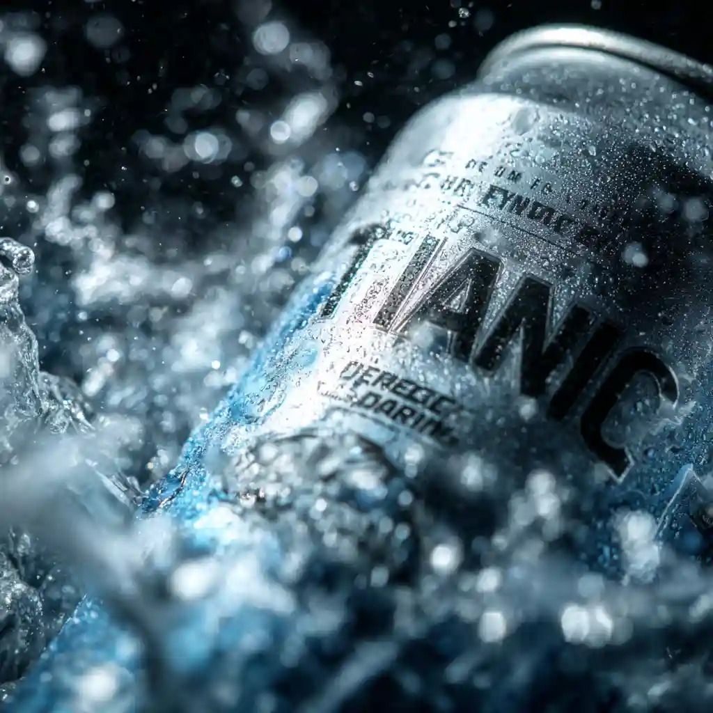 Titanic Energy Drink can with lightning visuals and bold branding