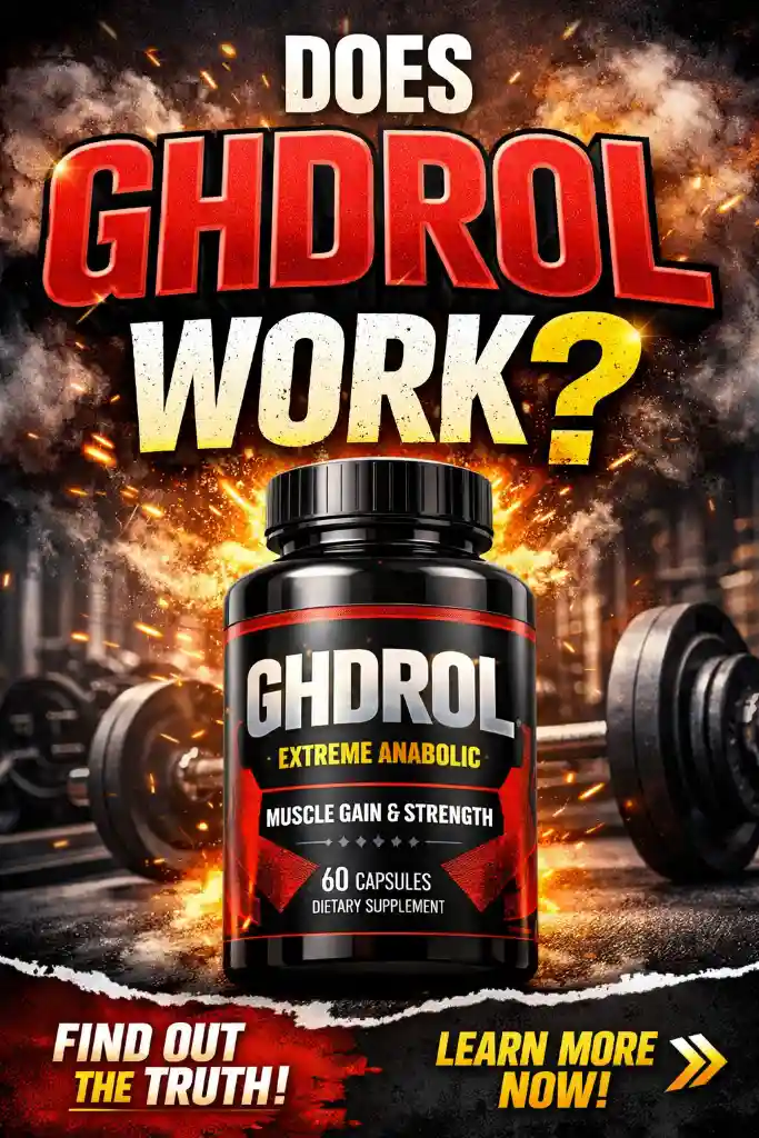 GHDROL supplement bottle on gym bench with weights in background