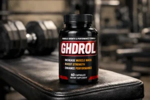 Vertical Pinterest style graphic asking Does GHDROL Work with supplement bottle
