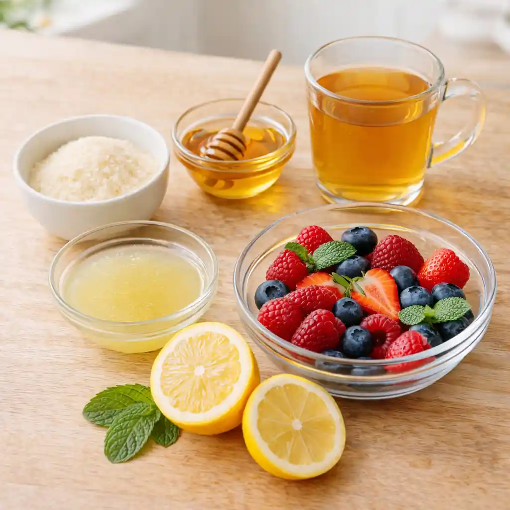 Meal prep container with gelatin cubes stored in fridge