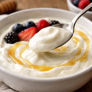 Greek yogurt bowl with oats berries banana and chia seeds