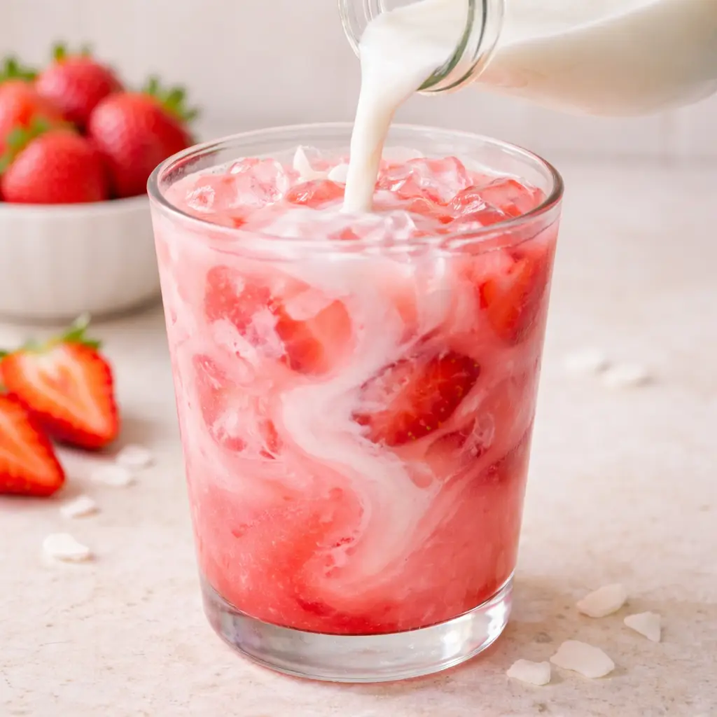 Step by step preparation of pink drink recipe