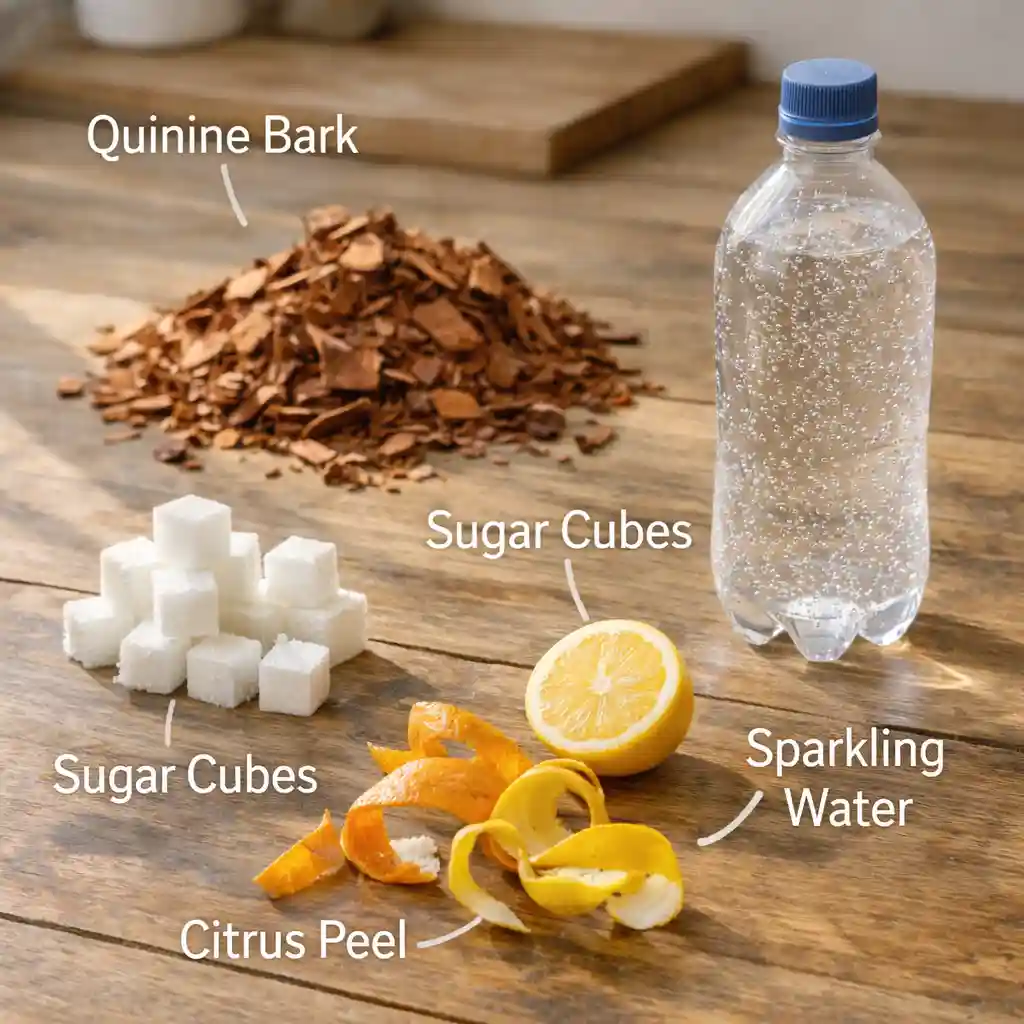 Bubbles rising in a glass of tonic water with lime